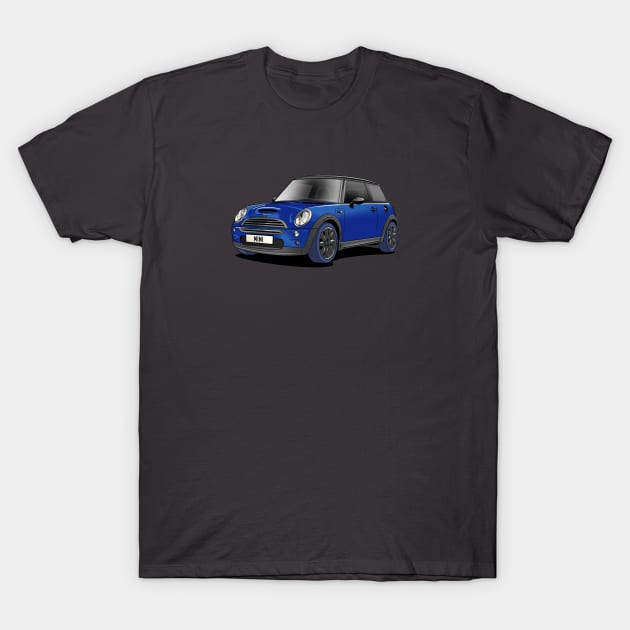 Blue Mini Cooper Car T-Shirt by Webazoot